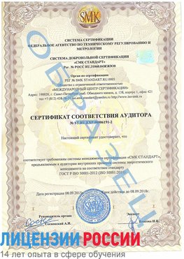 Образец сертификата соответствия аудитора №ST.RU.EXP.00006191-2 Реутов Сертификат ISO 50001